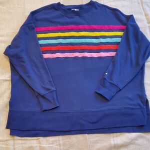 Crown & Ivy Multicolor Striped Navy Sweater
